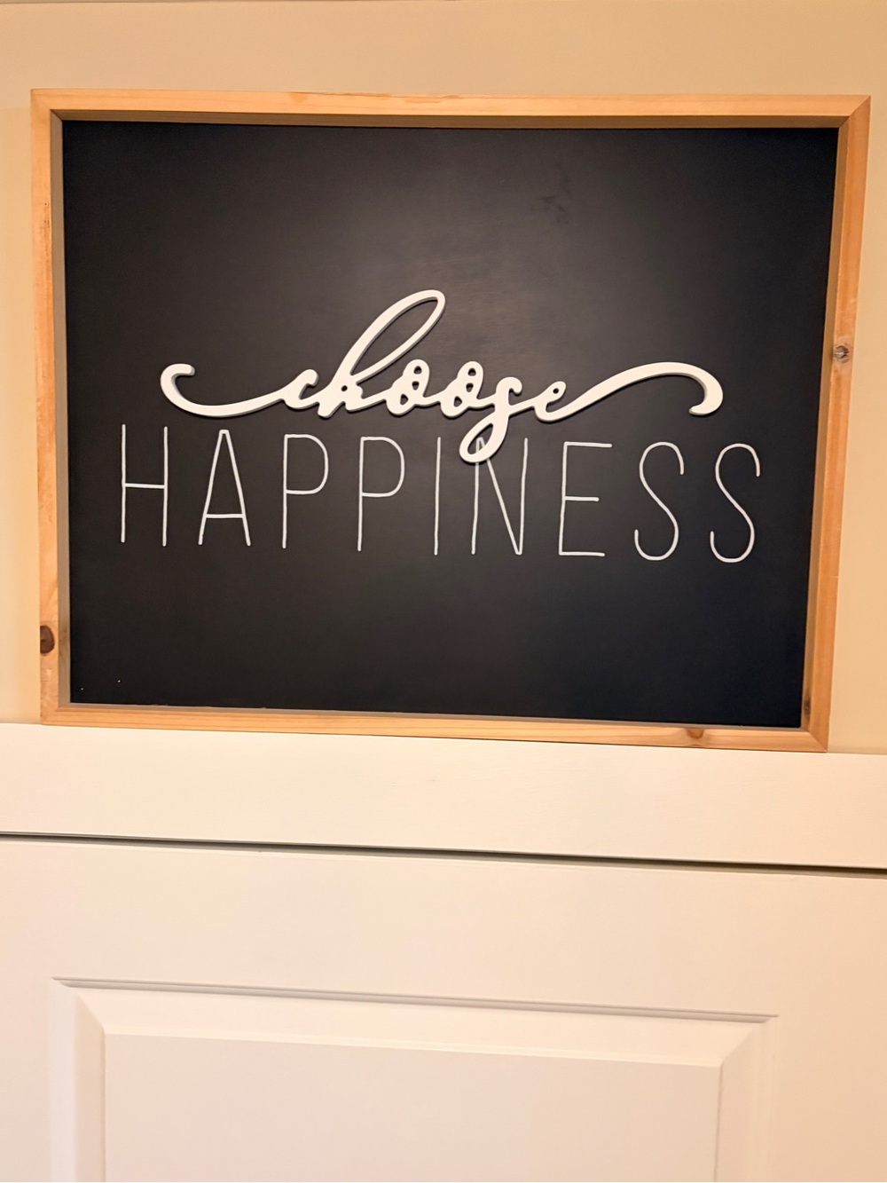 Choose Happiness Wall Sign - Black and Natural Wood